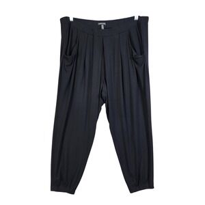 Eileen‎ Fisher Womens Jersey Pleated Lantern Joggers Size XL Black Baggy Relaxed